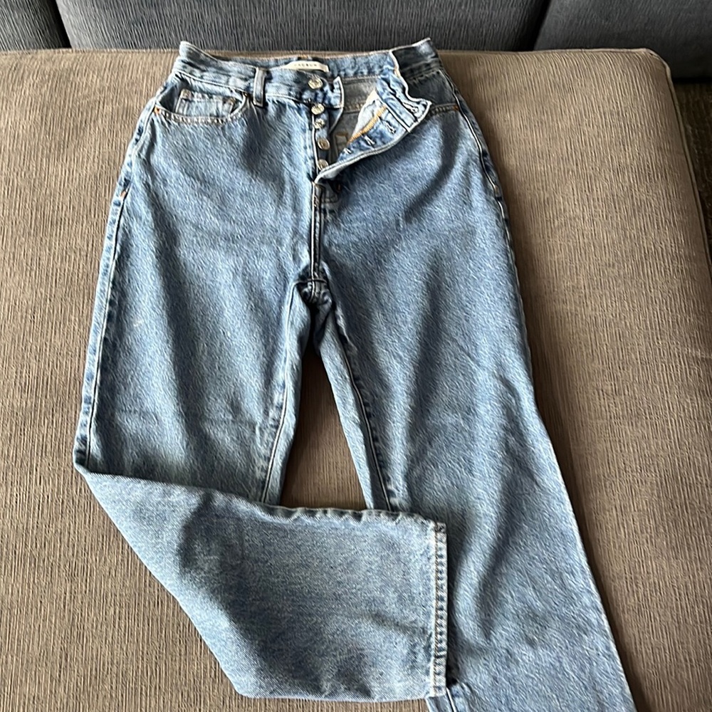 high rise straight legged jeans petite